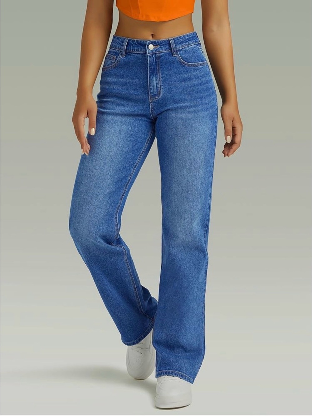 FUNUCA High Waisted Wide Leg Jeans Size 14 Medium Wash